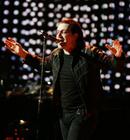 U2's lead singer Bono performs during the Vertigo Tour at Madison Square Garden in New York, Monday, Nov. 21, 2005. (AP Photo/Jeff Christensen)